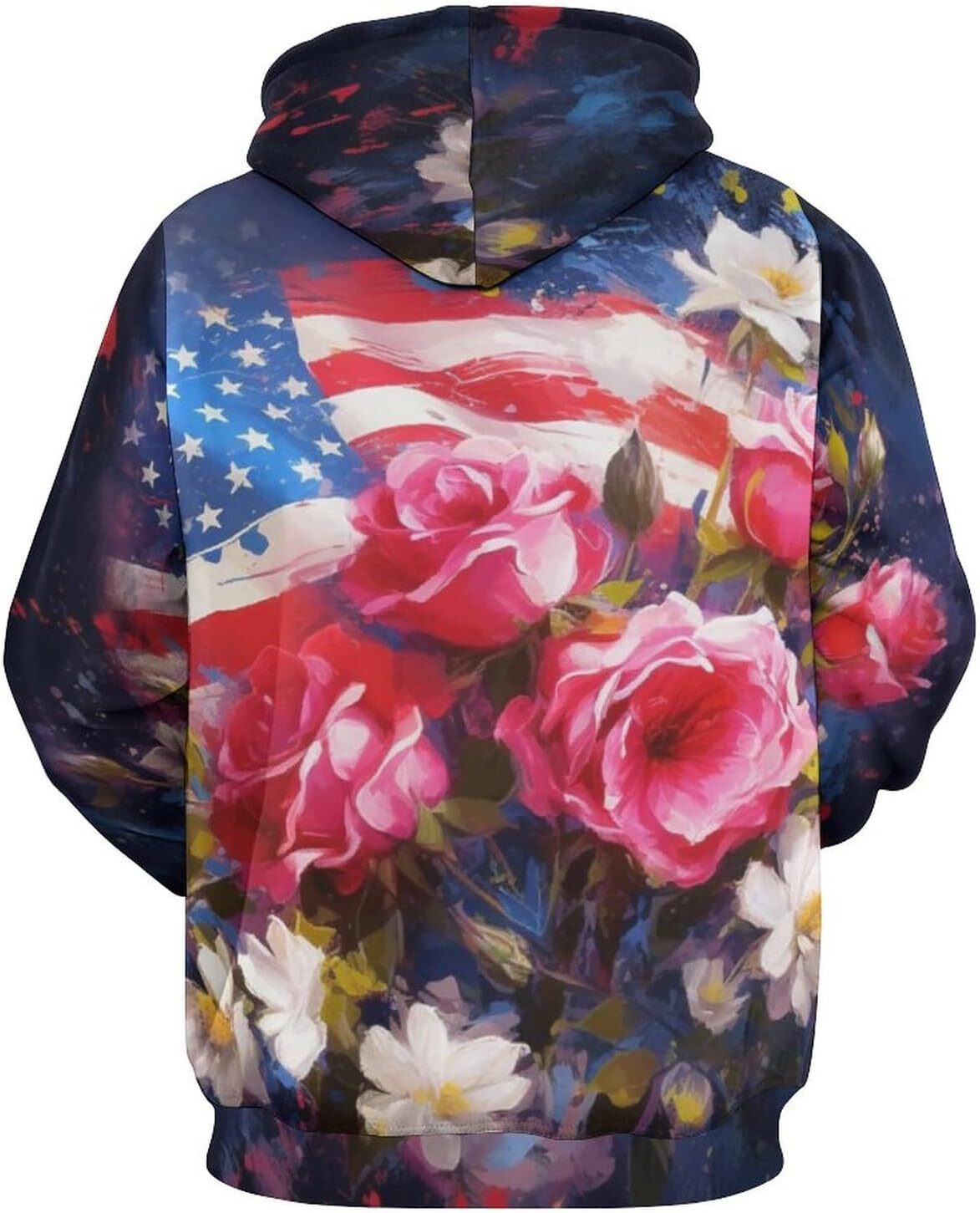 Hoodie for Mens Womens Unisex American Flag Hoodies 3D Printed Flower Pattern Hooded Hip Hop Fun Sweatshirt Hoodie Graphic Hoodies sweatshirt Comforta