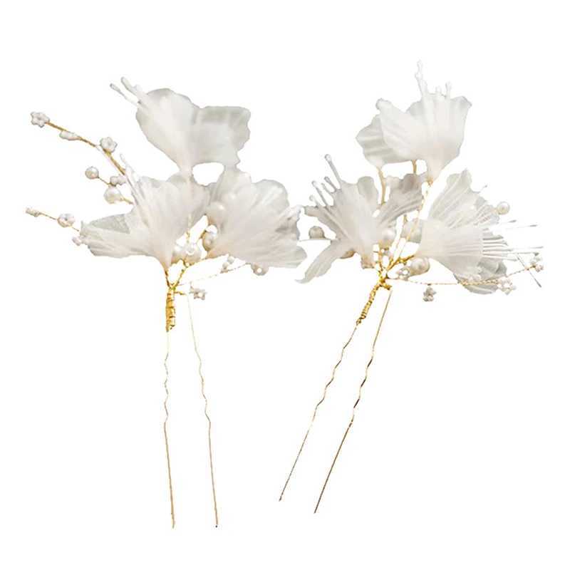 Wedding U Shape Hairpins Hair Clips Bridal Headpiece Mesh Flower Pearl Women Wedding Hair Accessories Bridal Headdress JewelryX24