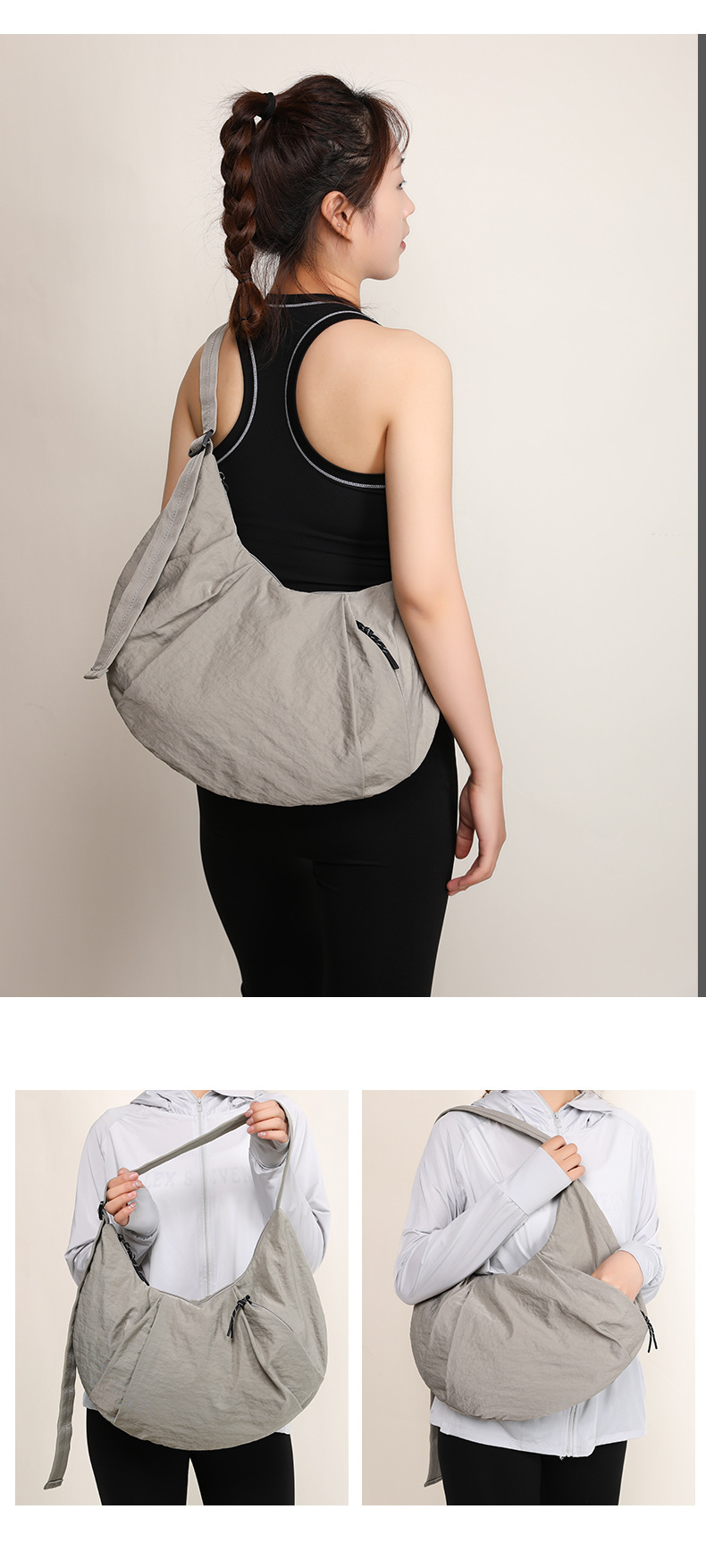 Women's Trendy Large Capacity Sports Shoulder Bag - Durable Nylon Dumpling Style