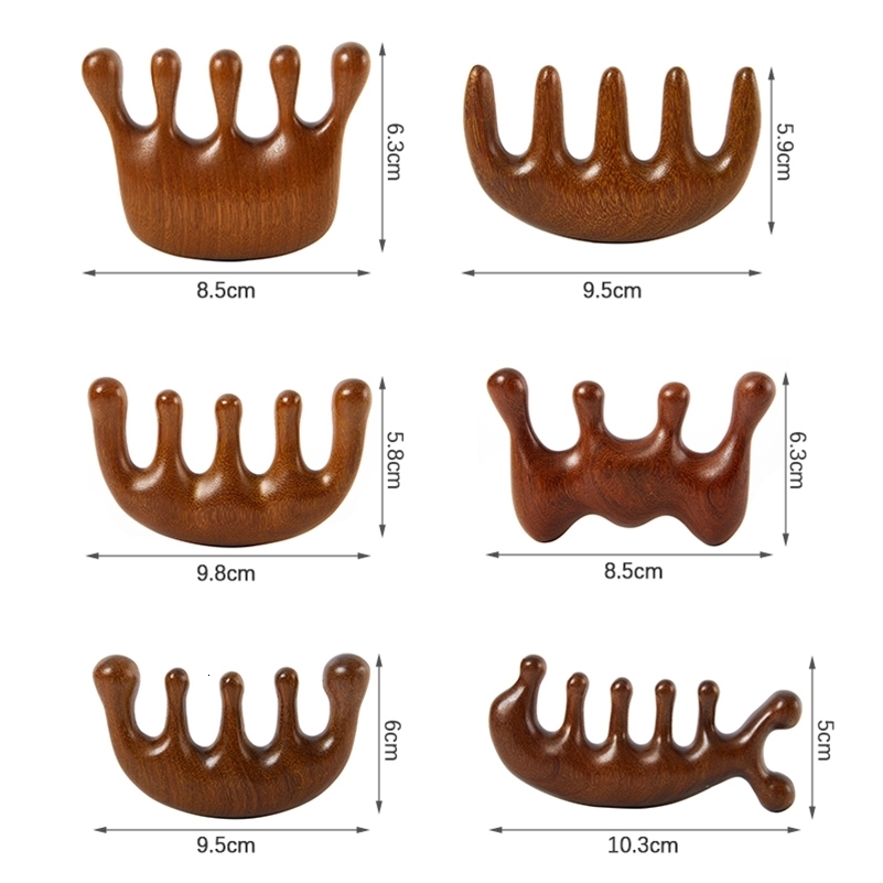 Wood Therapy Massage Comb Head Face Scalp Gua Sha Massager Natural Sandalwood Wide Tooth Guasha Scraping Body y240911