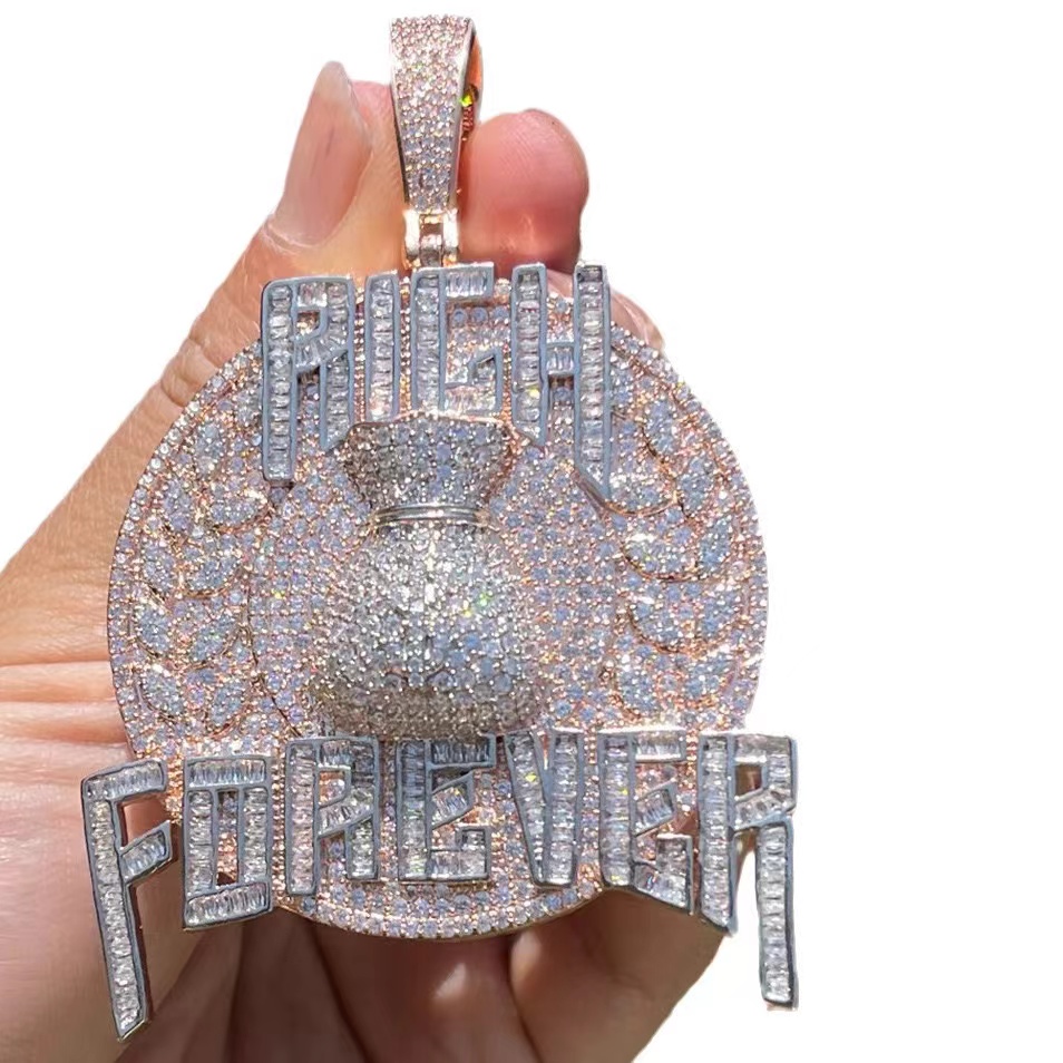 necklace moissanite chain Customised Spinner 26 Name letters Iced out 925S Moissanite Diamond Custom Pendant letter Jewelry
