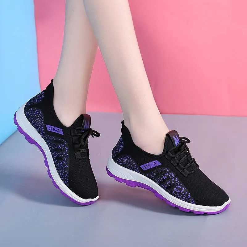 Vulcanized shoes womens platform sports shoes summer lightweight breathable mesh sports shoes womens outdoor wear-resistant jogging coaching machine Y