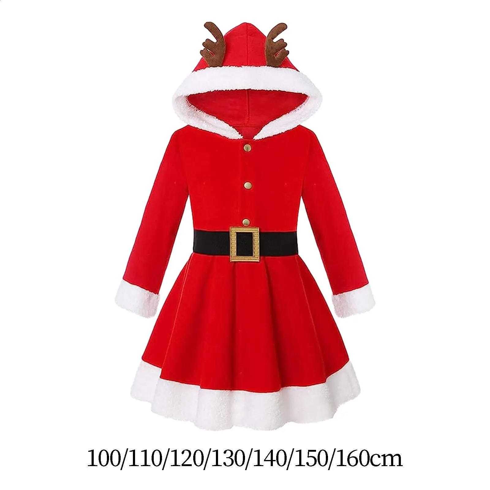 Elk Christmas Dress Costume Hoodie Winter Velvet Role Playing Womens Birthday Party 241007