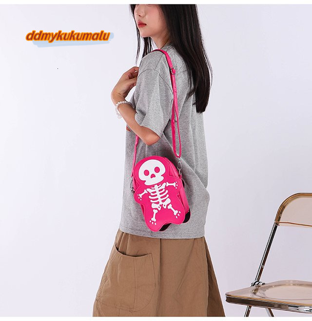 2024 summer women's niche trend, funny little cute ghost skeleton crossbody shoulder bag, Halloween #14 ddmykukumalu