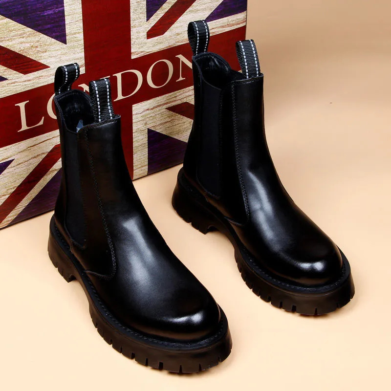 Italian Mens Fashion Punk Nightclub Dress Boots Black White Shoes Handsome Cowboy Quality Platform Boot New High Top Botas 240924