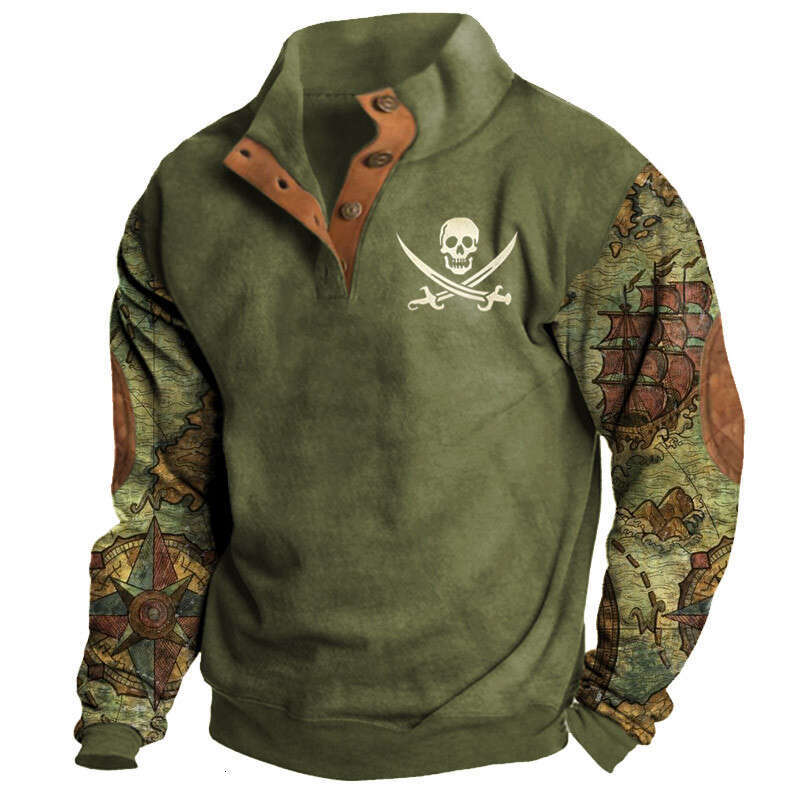 shanshi men hoodies designers Men hoodie shirt 3D digital printing series Henry collar long sleeved men's hoodies