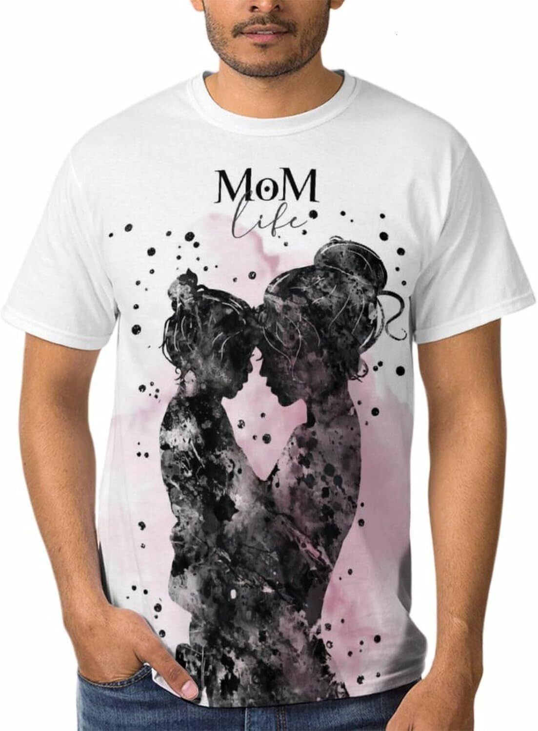 Mens T shirt Best Mom Super Mom Funny Letter Printed Tee Mother's Day Casual graphic tee Casual tops summer clothes Short sleeve cool