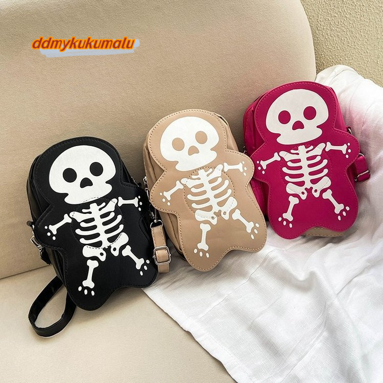 2024 summer women's niche trend, funny little cute ghost skeleton crossbody shoulder bag, Halloween #14 ddmykukumalu