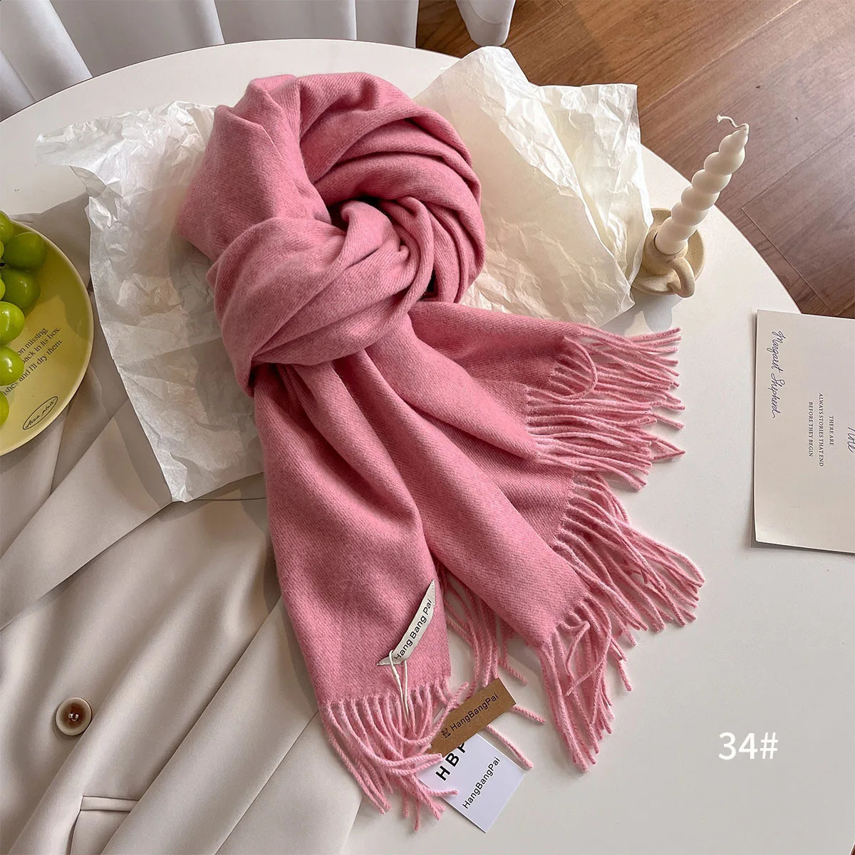 Womens winter scarf long and warm cashmere scarf headscarf solid womens shawl bag womens Pashmina headscarf 241007