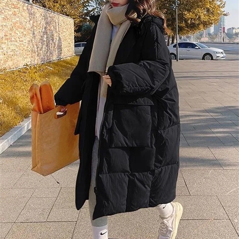 Down Cotton Parkas Women Long Padded Jacket Winter Female Oversized Loose Warm Coats Ladies Korean Fashion Hooded Long Jacket 240930