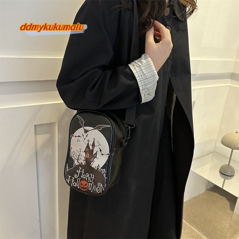 Spoof Halloween dark mobile phone women's mini shoulder bag, cartoon pattern graffiti, crossbody small bag #14 ddmykukumalu