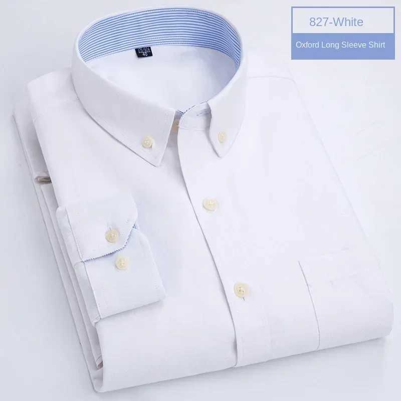 Hot solid color casual Oxford shirt mens fashion slim business long sleeved shirt wholesale streetwear mens shirt X2410071