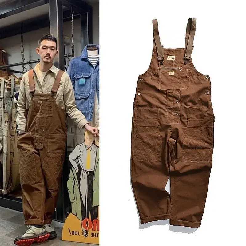 Japanese Style Loose Fit Jumpsuit Cargo Pants Bell Bottoms Dad Pants Ins Popular Same Style Tank For Men Women LX241007
