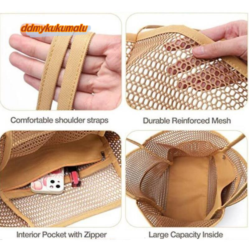 New Women Swimming Beach Mesh Ladies Shoulder Large-capacity Travel Portable Storage Bag Stylish Multifunction Handbag H6.27#19 ddmykukumalu ddmykukum