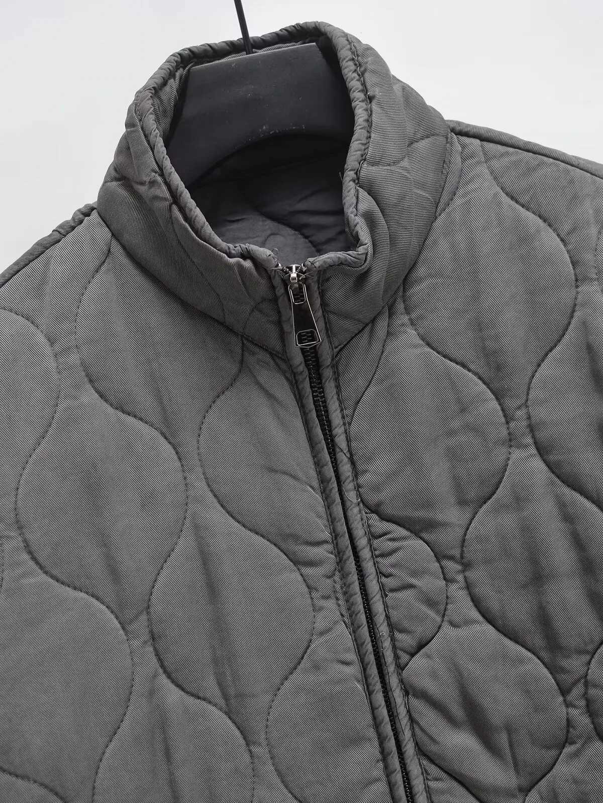European and American cross-border womens winter new loose casual stand-up collar rhombus cotton jacket womens fashion warm jaX241007