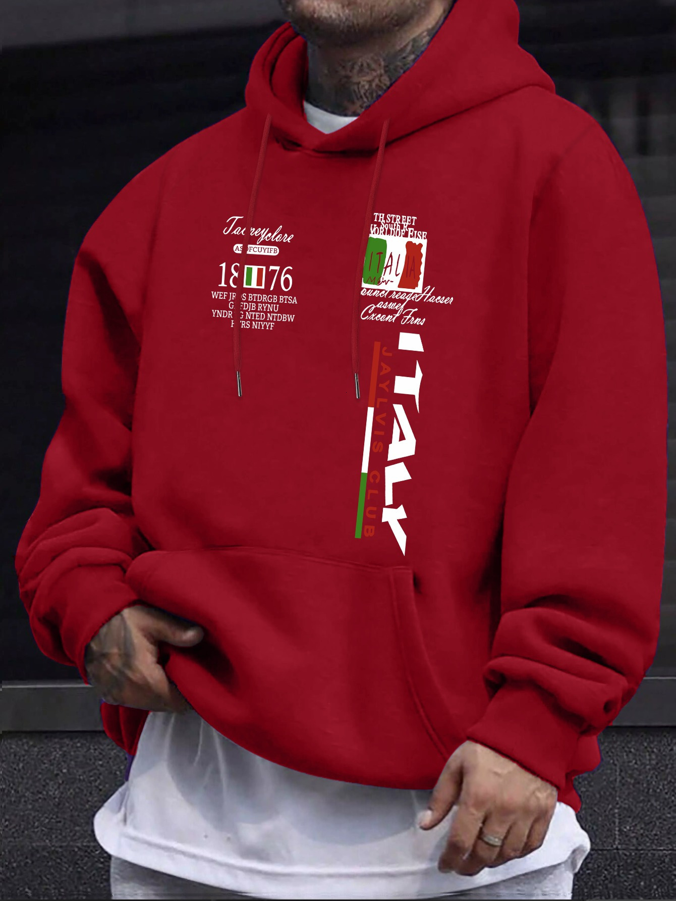 Men's Italy Theme Hoodie - Unique, Stylish, Casual, and Fashionable Long-sleeved Round Neck Sweatshirt with Kangaroo Pocket for Fall and Winter