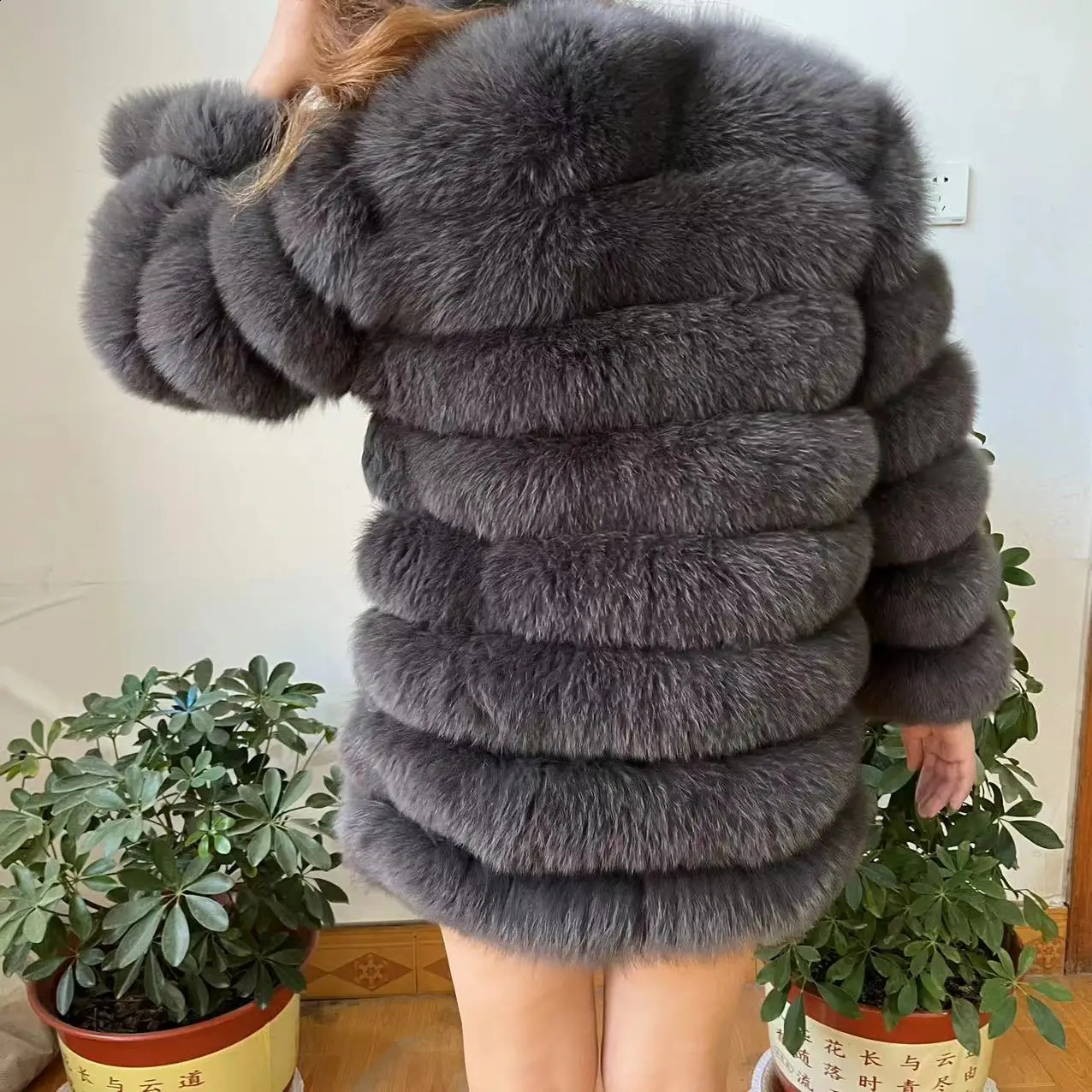 Womens natural fox fur long coat winter jacket warm jacket fashionable 70cm 4-in-1 240923