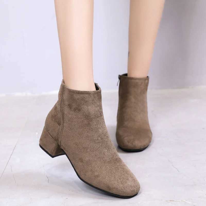 Womens Winter Boots 2024 New Suede Dress Women Warm Boots Fi Mid-Heel Wool Warm Womens Ankle BootsXJ250217