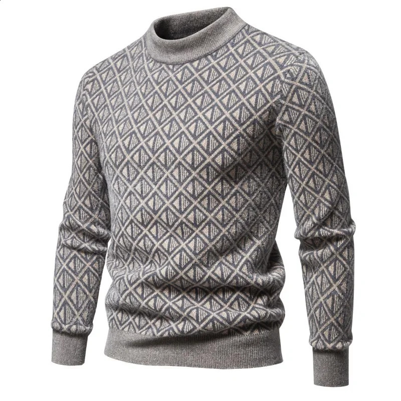 2024 Autumn and Winter Knitted Sweater Round Neck Fashionable Printed Warm Slim Fit Pullover Sweaters 240930