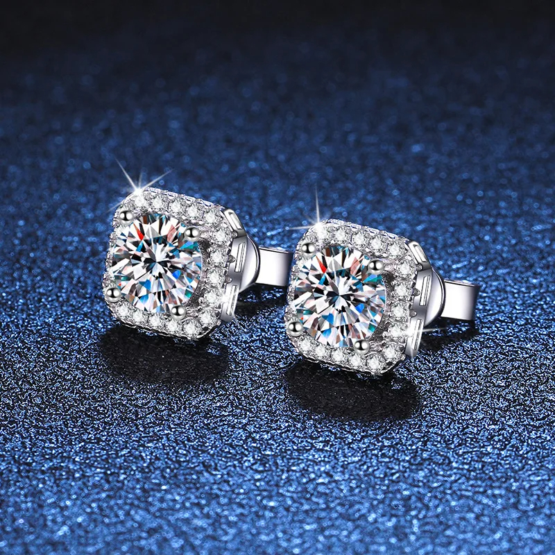 1ct 2ct 3ct Moissanite Earrings for Women Wedding Fine Jewelry Gift Sterg Sliver Stud Earring With Certificate