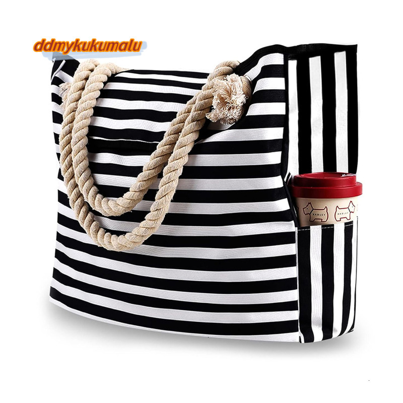 Casual Striped Canvas For Women Large Capacity Shoulder Daily Shopping Totes Student Bookbag for School Travel Beach Bag H6.27#26.8 ddmykukumalu
