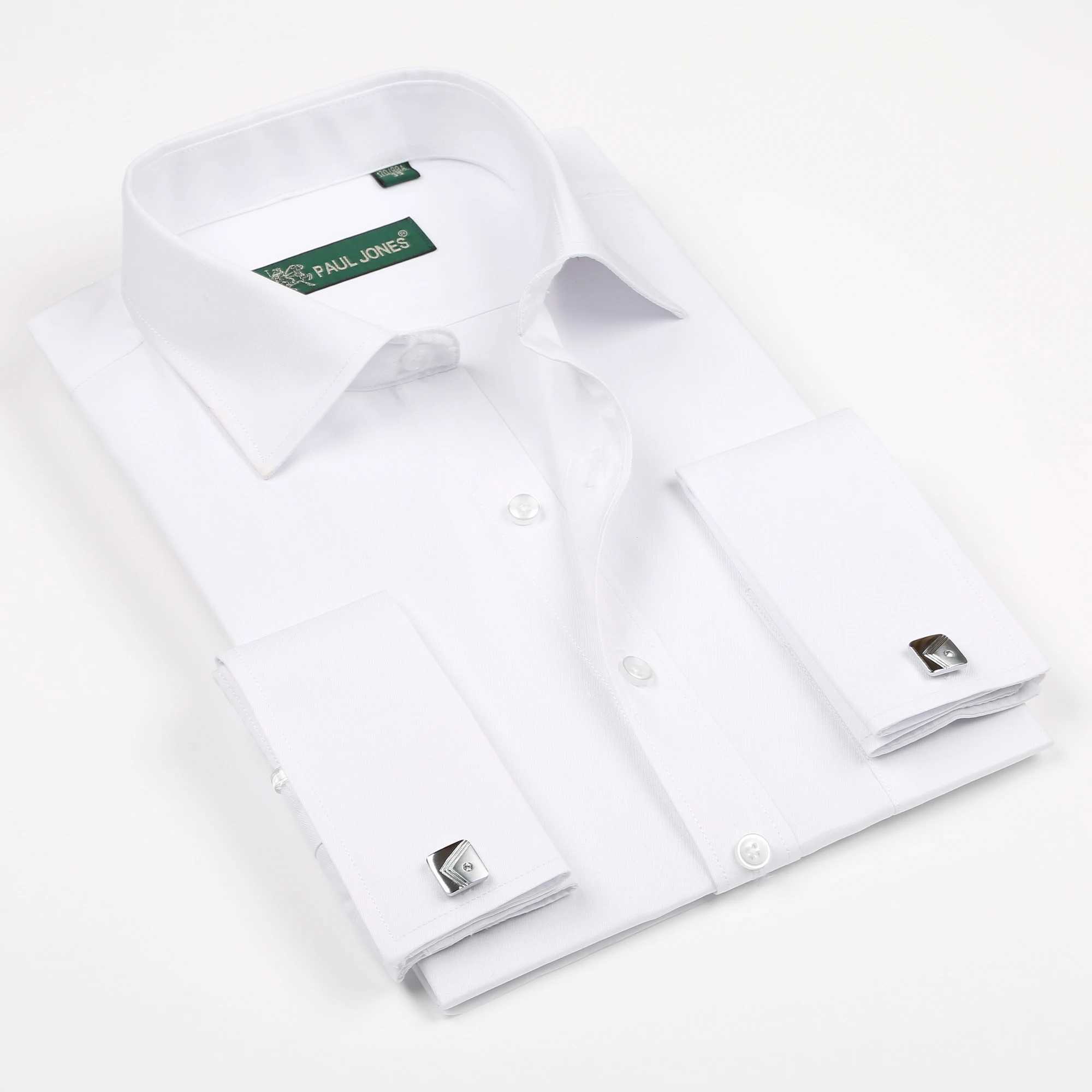 Mens French dress shirt mens tailcoat shirt high-quality brand mens clothing wedding dress solid color X2410071