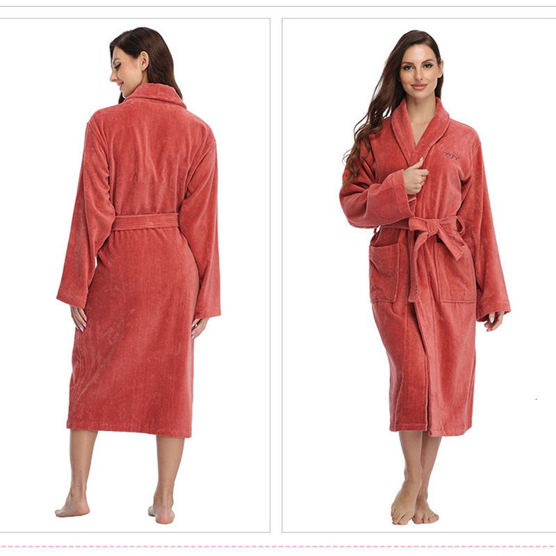 Designer Pure Cotton Hooded Nightgown Home Wear Hotel Autumn And Winter Pajamas Extended Cut Velvet Couple Bathrobe
