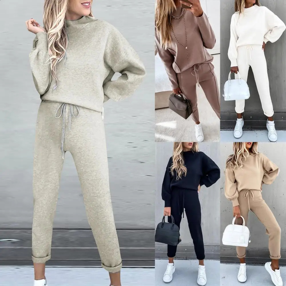 Fashion Tracksuit 2piece AutumnWinter Zipper HoodiePants Sportswear Womens 241007