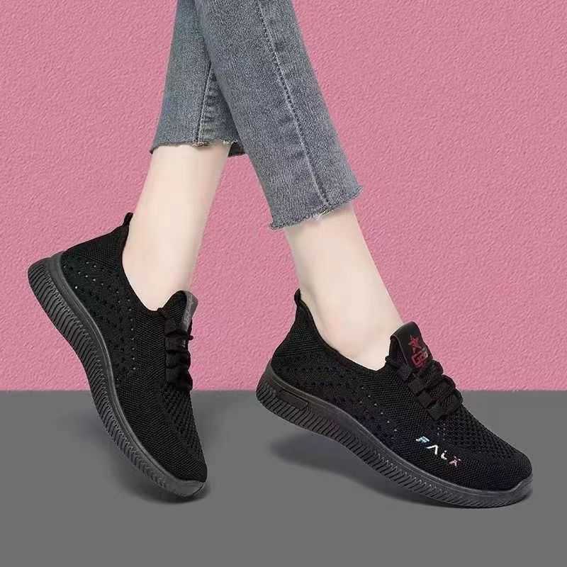 Womens breathable and anti slip platform fashionable autumn casual shoes Korean running shoes black sports shoes womens sports shoes Y241007