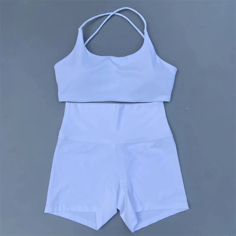 Solid Color soft gym Yoga Set short Legging cross sport bra Tracksuit Women Gym Suit Comprehensive Training Jogging Athletic 240927