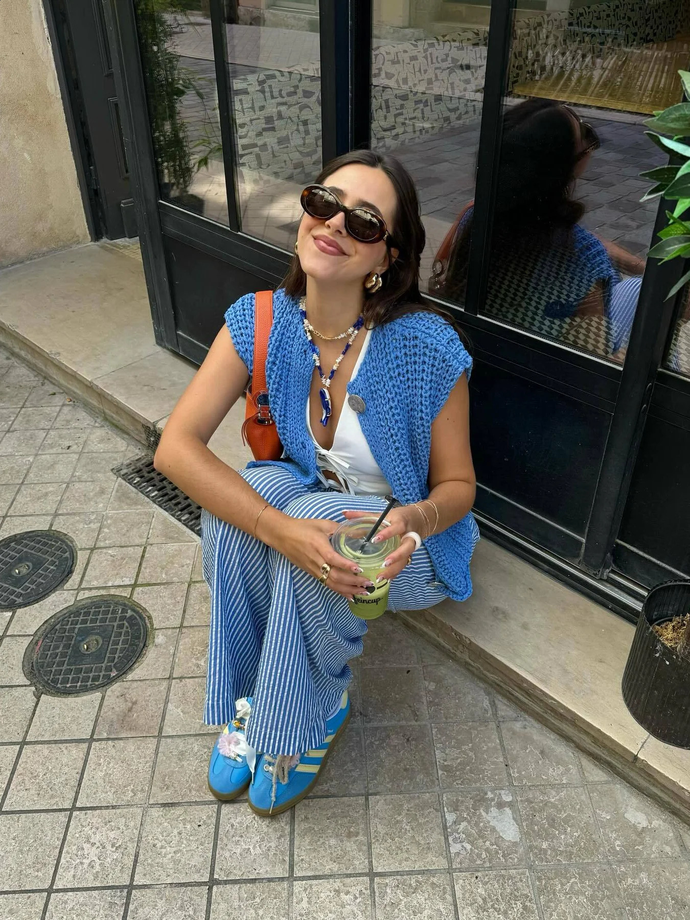 Korean fashion crop sweater womens vest solid loose casual cable knit y ner top 241007