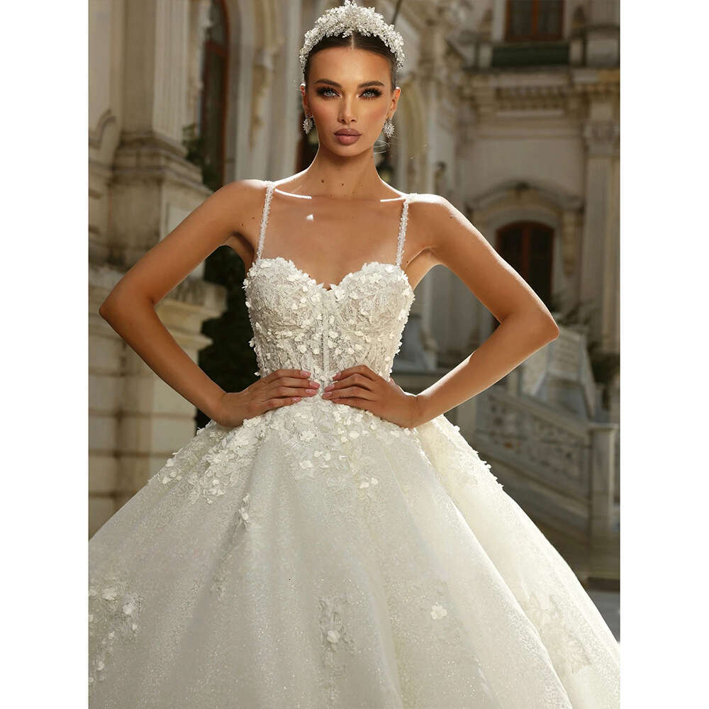Sweetheart Elegant A E Wedding Dress Lace Applique Spaghetti Strap Bridal Gown Custom Made Princess Bride Dresses pplique es