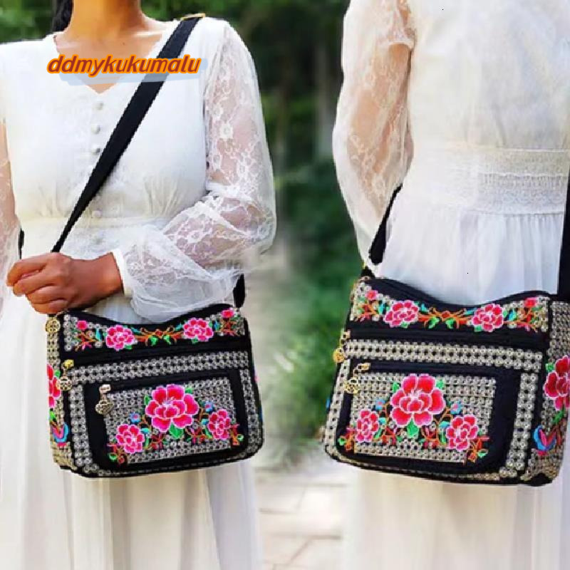 Multi Layer Messenger Women Vintage Chinese style Embroidery Crossbody Large Capacity Adjustable Strap Shoudler Bag H6.27#22 ddmykukumalu