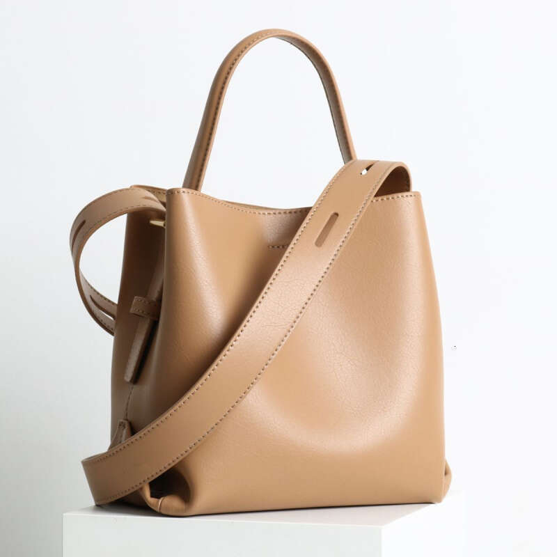 Cowhide Handbags: Genuine Leather Bucket Shoulder Handbags, High-Grade Commuter Messenger Bag Women - Lightweight For Daily Use