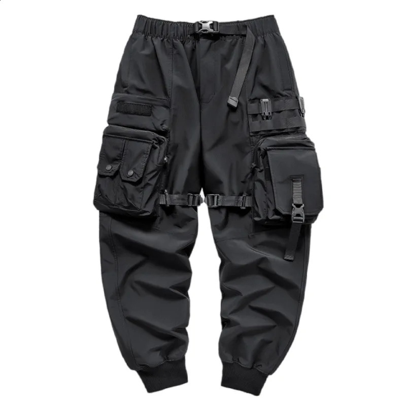 Multi pocket ribbon bandage tactical technology clothing cargo pants Harajuku punk hip-hop runner Pantalons casual streetwear 240930