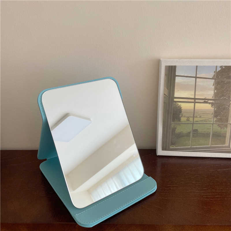 Ins style minimalist bread makeup mirror office foldable desktop vanity mirror portable and portable small mirror