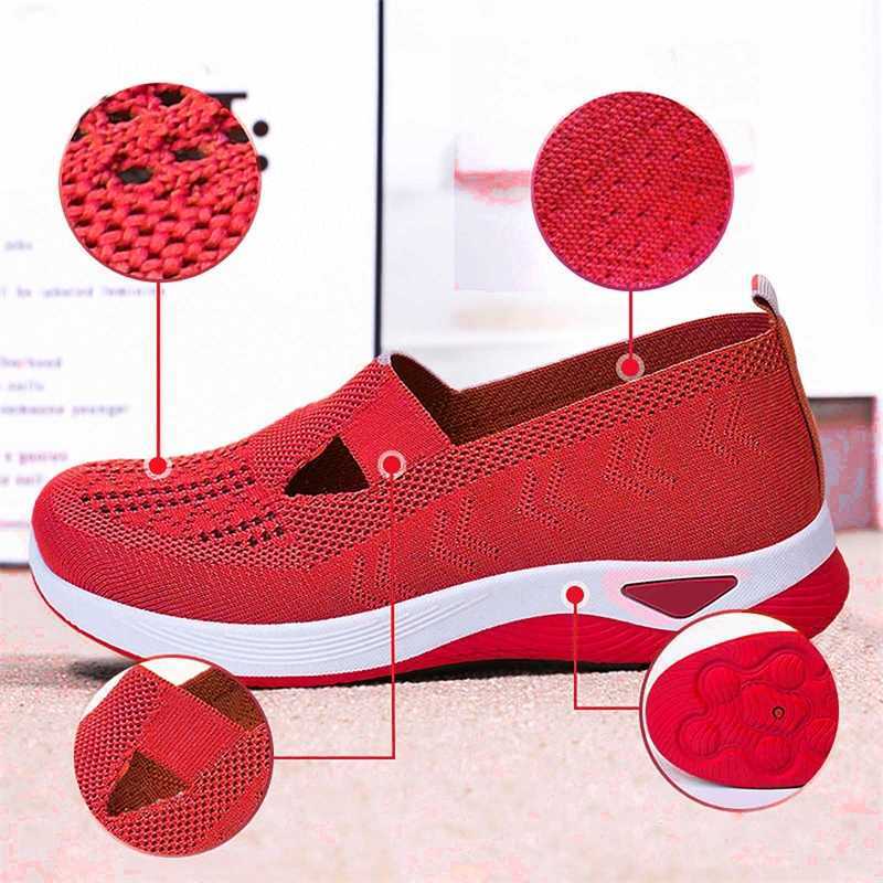 Womens flat sports shoes are soft comfortable fashionable lightweight pump shoes clown shoes and super light casual vulcanized shoes. Womens red color