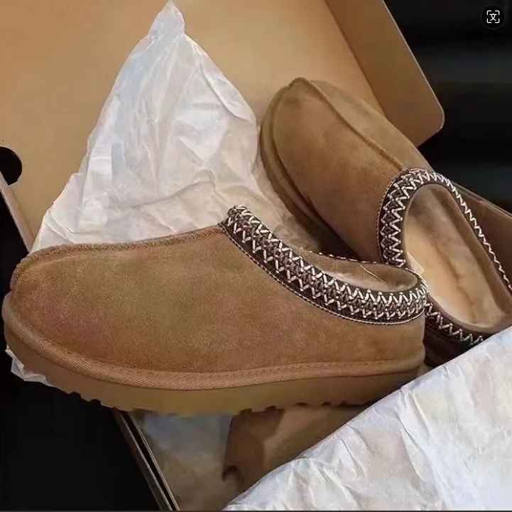 2025 Tasman Slippers Tazz mustard seed Chestnut Fur Slides Sheepskin Classic Ultra Mini Platform Boot Winter Women Men Slip-on Shoes Suede Upper Wool Fall