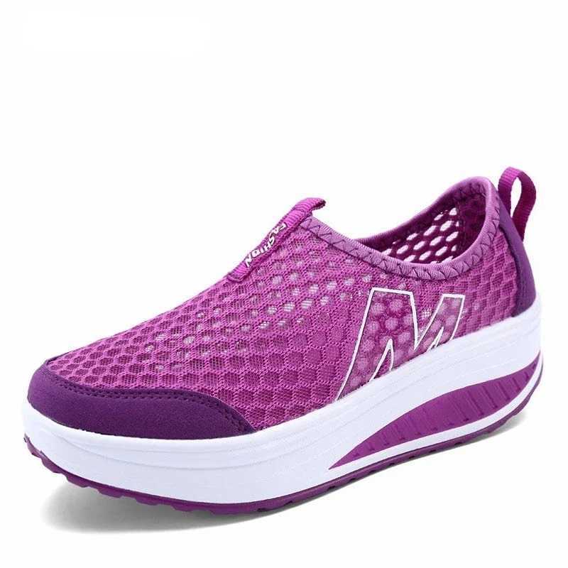 Womens mesh flat shoes sports shoes platform shoes womens shoes breathable air mesh swing wedge shoes breathable flat shoes Y241007