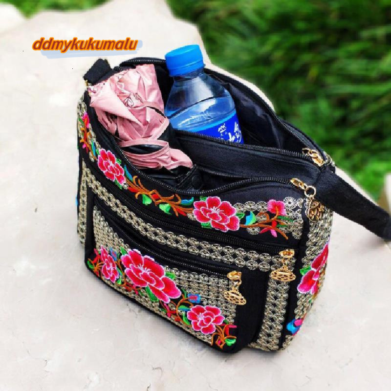 Multi Layer Messenger Women Vintage Chinese style Embroidery Crossbody Large Capacity Adjustable Strap Shoudler Bag H6.27#22 ddmykukumalu