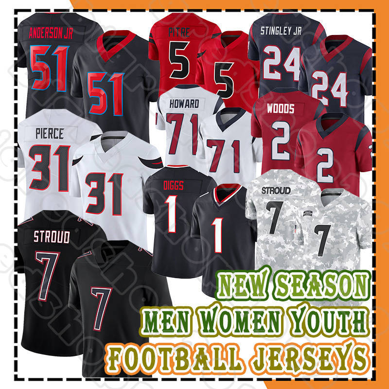 Will Anderson Jr. Football CJ Stroud Jerseys Houstons Nico Collins Texanses Derek Stingley Jalen Pitre Stefon Diggs Joe Mixon Dameon Pierce Cade Stover Robert Woods