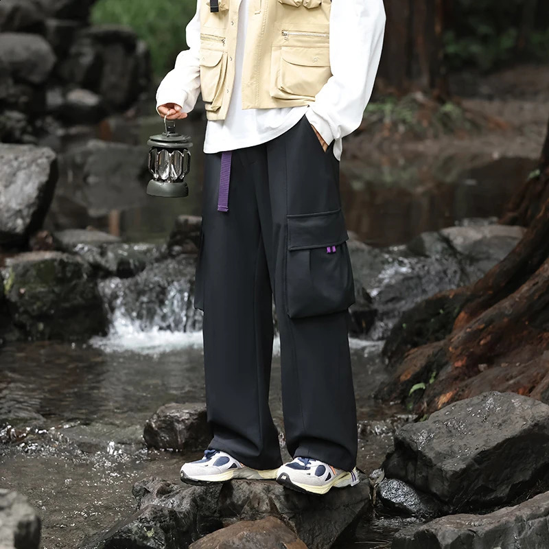 autumn waterproof outdoor cargo pants camping mens streetwear multi pocket windproof loose straight Trouser mens plus size 240930