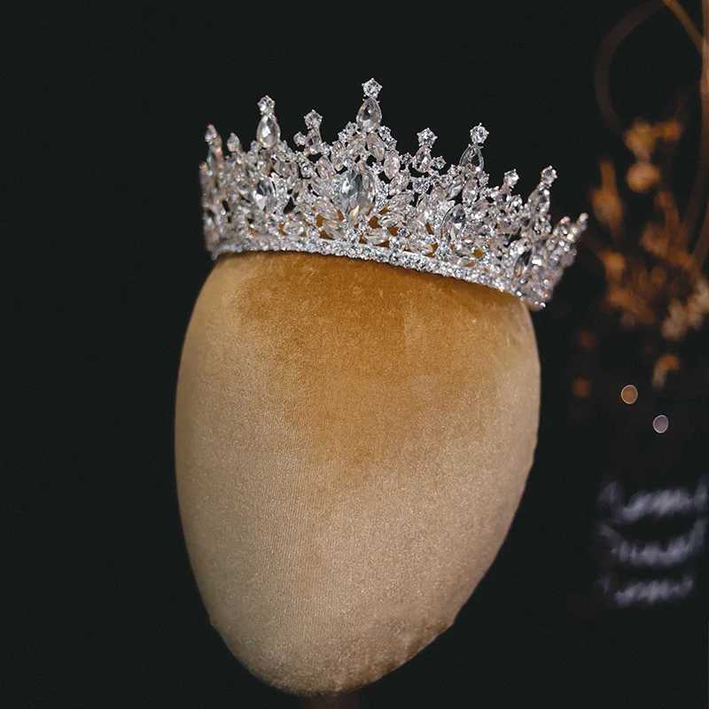 Pageant Bridal Baroque Geometric Crystal Luxury Tiaras Crown Rhinestone Big Prom Diadem Bride Headbands Wedding Hair AccessoriesX24