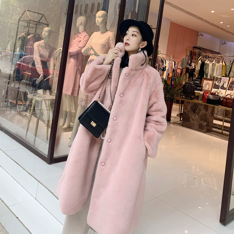 Long Faux Fur Coat For WomenV LapelV Fluffy JacketV TeddyV Single BreastedV Yellow Plush CoatsV 2024 Winter OvercoatsV Furry