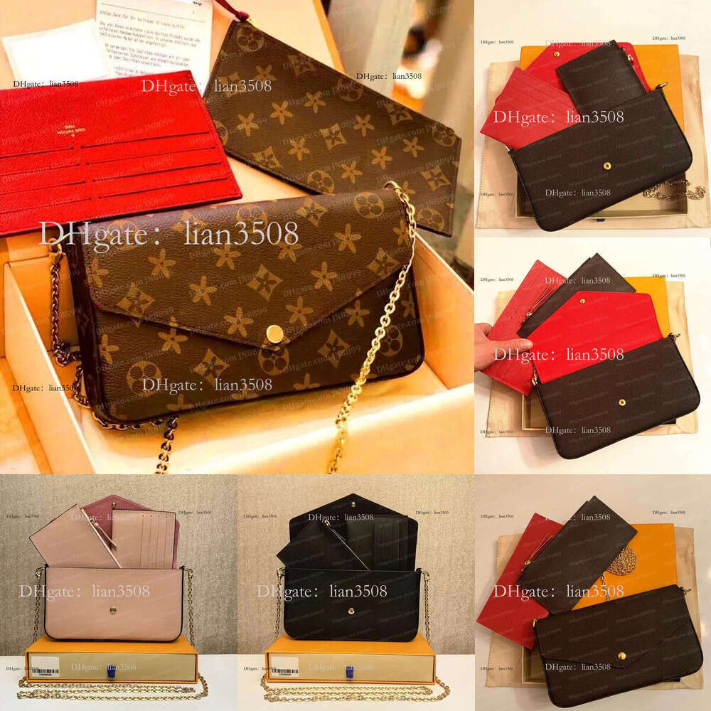 Designer Lady Crossbody 3pcs Set Women Shoulder Bags Brown wer Clutch Purse Messenger Handbag Emed Handbags With Box Dust Bag JN8899