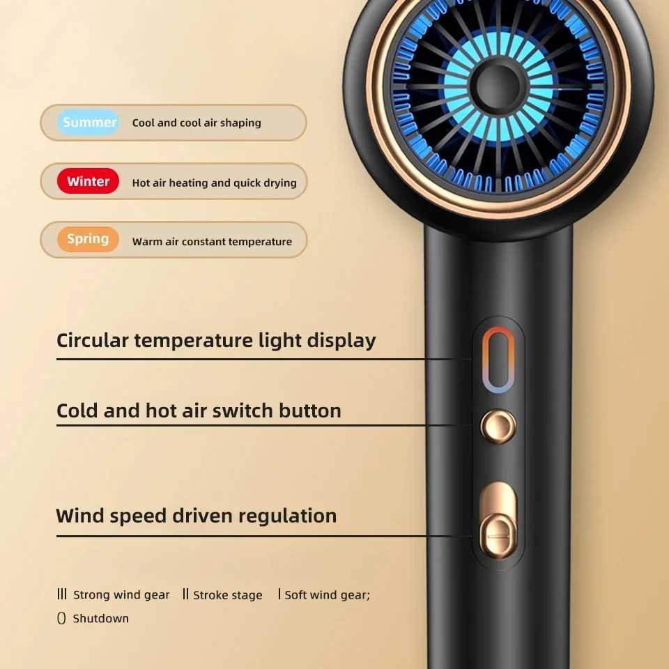 Professional Hair Dryer Hot Cold Wind Air Brush Hairdryer Negative Lonic Blow Dryer Strong PowerDryer Salon Tool 2400W 3th GearXJ241021