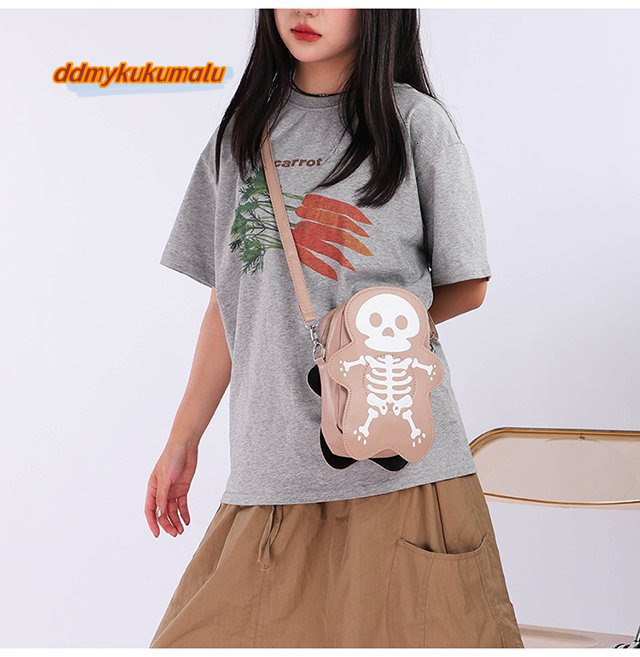2024 summer women's niche trend, funny little cute ghost skeleton crossbody shoulder bag, Halloween #14 ddmykukumalu
