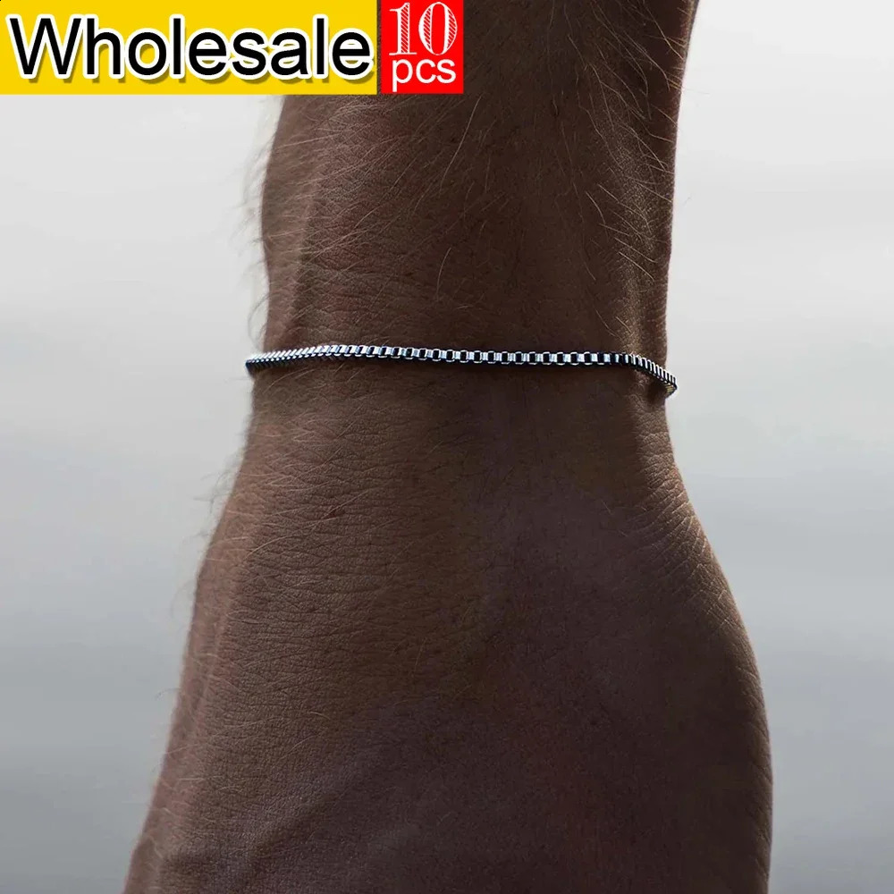 Mens jewelry personalized creative fashion box chain bracelet European and American punk jewelry 10 pieces wholesale direct sales 240929