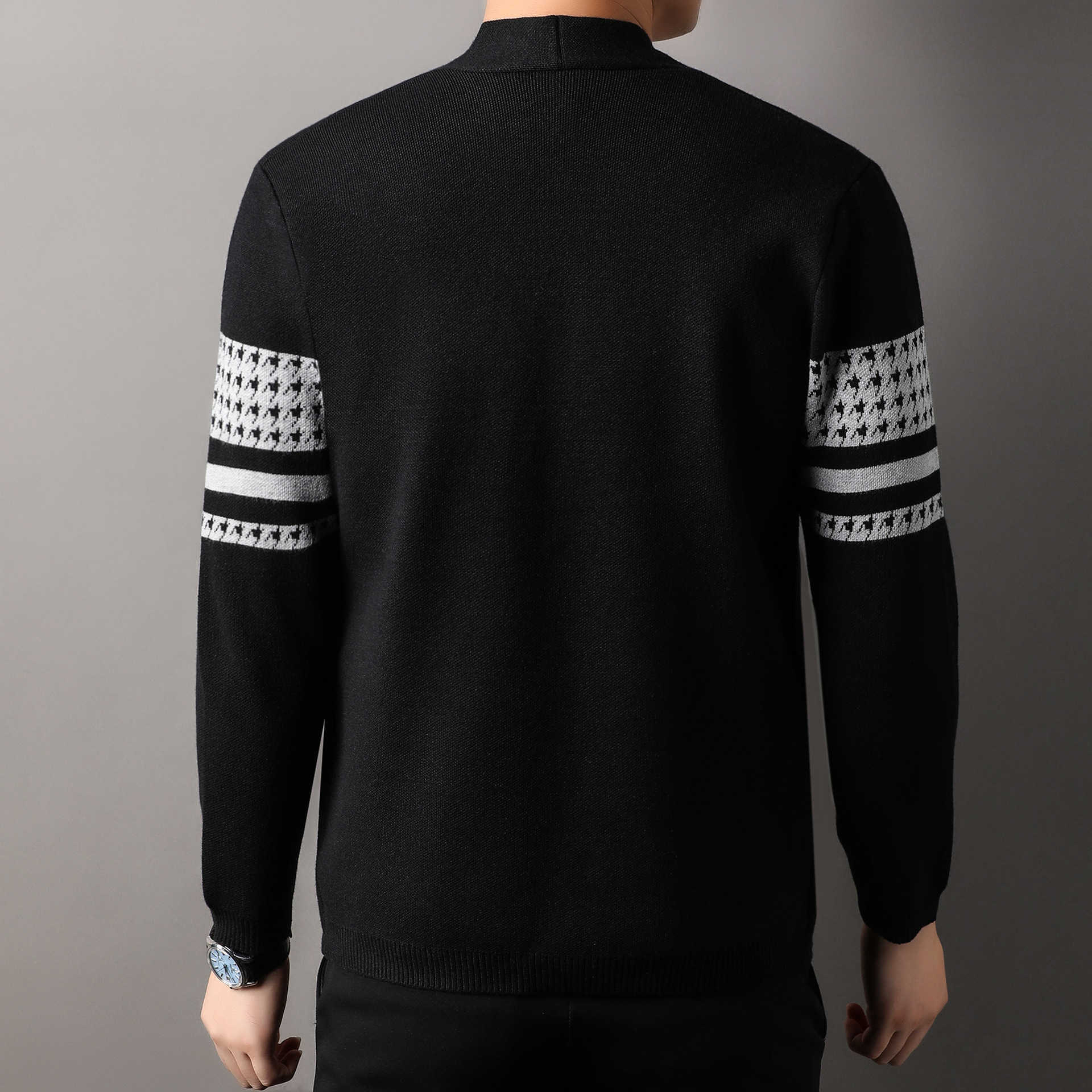New mens knitted sweater cardigan for spring and autumn Korean version casual and versatile fashionable sweater for outerwear simple and trendy jacket