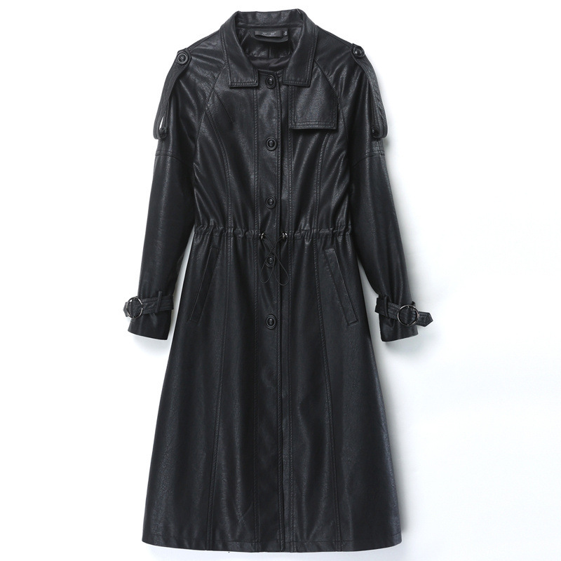 2023 Autumn Genuine Leather Jacket Real Sheepskin For Women New Outerwear Lapel Womens Trench Coat Long Sleeve